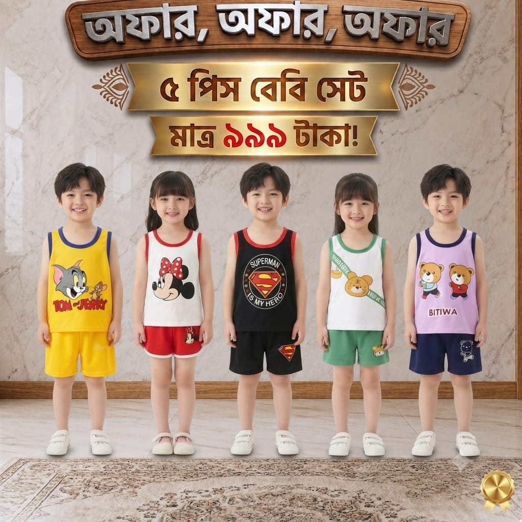 ৫ টি প্রিমিয়াম বেবি সেট কম্বো 💥মাত্র ৯৯৯ টাকায়!💥